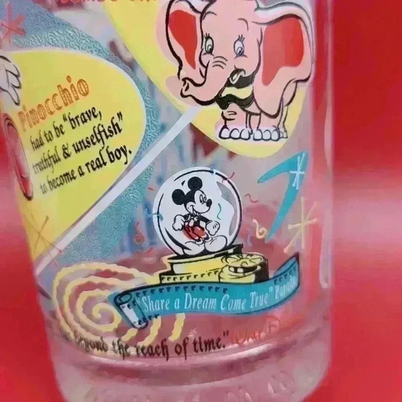 VTG PINOCCHIO Walt Disney 100 Years Of Magic McDonald's Glass CLEAR FULL COLOR - Picture 12 of 12